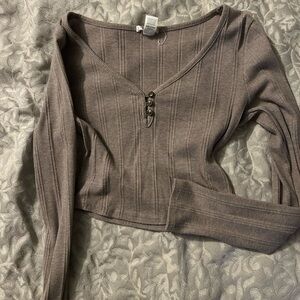 Bozzolo Ribbed Knit Top in Taupe